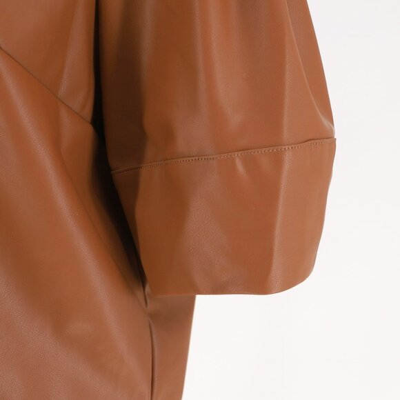 MAEVE ANTHROPOLOGIE Lantern-Sleeve Faux Leather Blouse Top Size XL - Picture 6 of 8